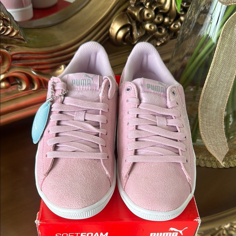 Puma Pink Suede Low-Top Sneakers